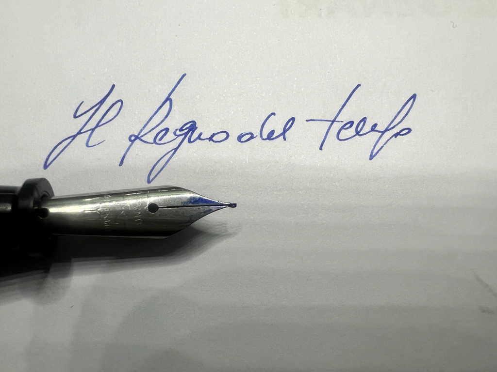 Stylo-Plume Stylo à Plume Bleu Marbré Profils Chrome A Levier Écrit Vintage