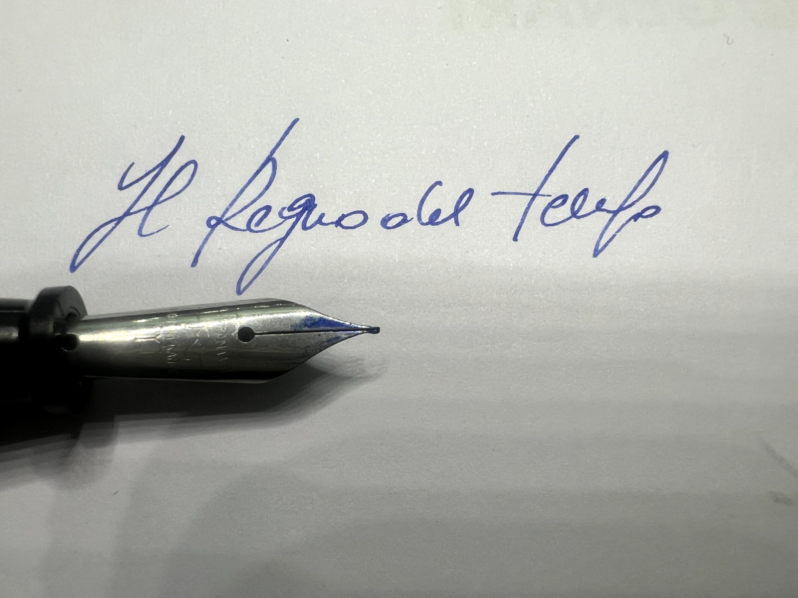 Stylo-Plume Stylo à Plume Bleu Marbré Profils Chrome A Levier Écrit Vintage