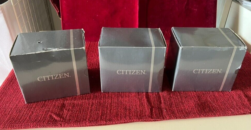 CITIZEN Boîtes Montres Noir Original Lot 3 Pièces Avec Controscatole C 