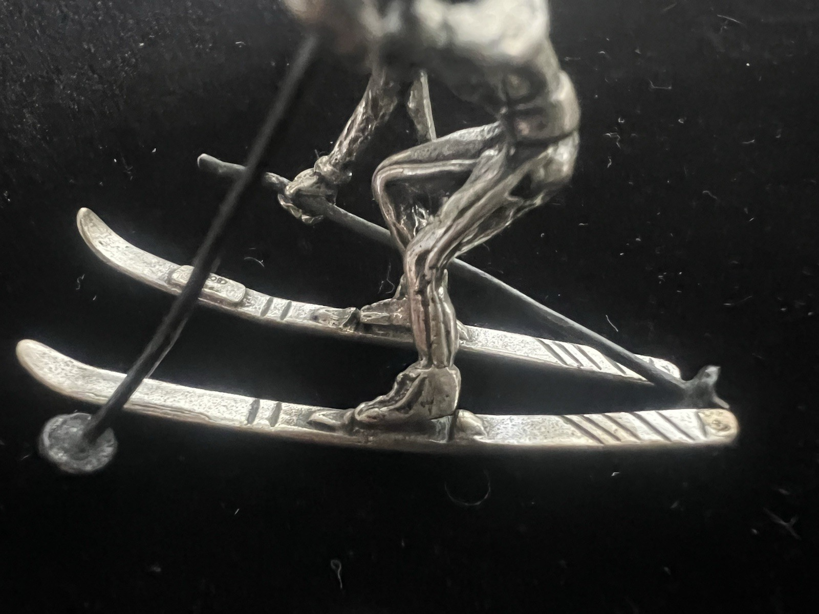 🔴 Sci ARGENTO 800 MASSICCIO modellino miniatura sciatore vintage