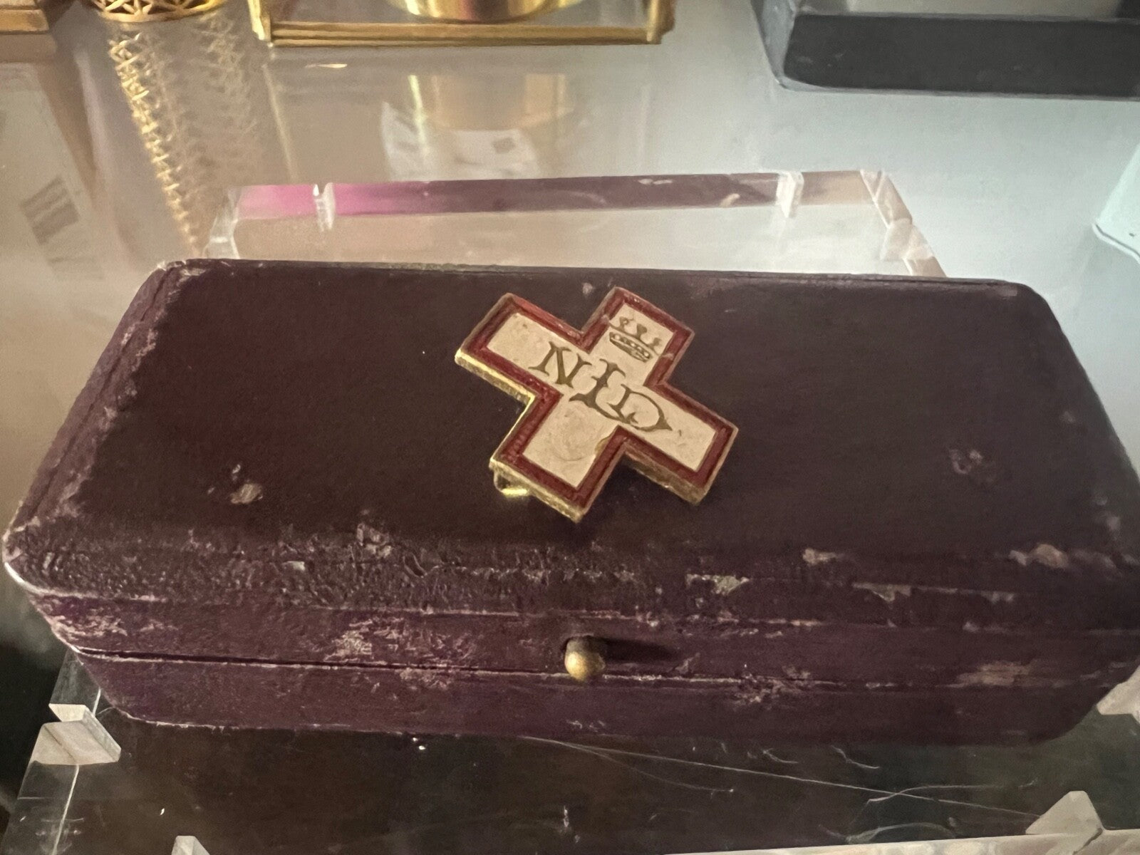 🔴 NLD Medaglie CROCE ROSSA CARITAS per giacca camicia smalti segna nome VINTAGE