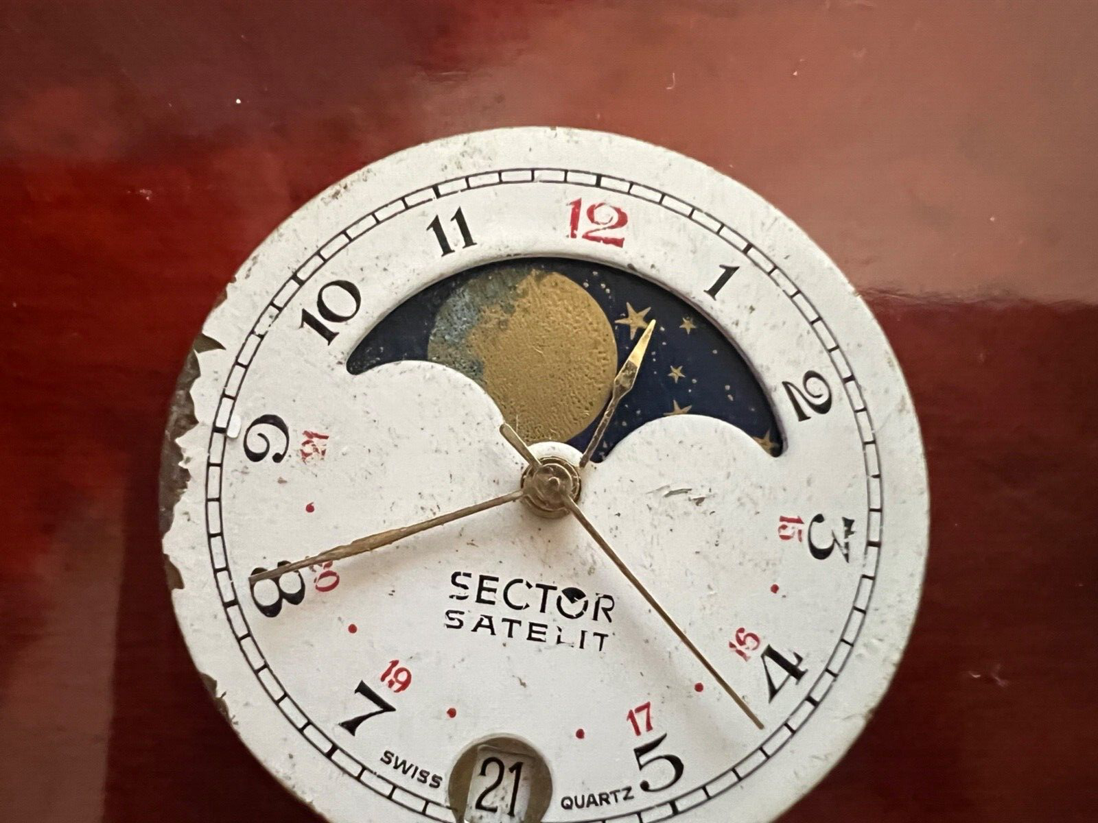 🔴 Movimento SECTOR quadrante orologio SATELIT fasi lunari lancette