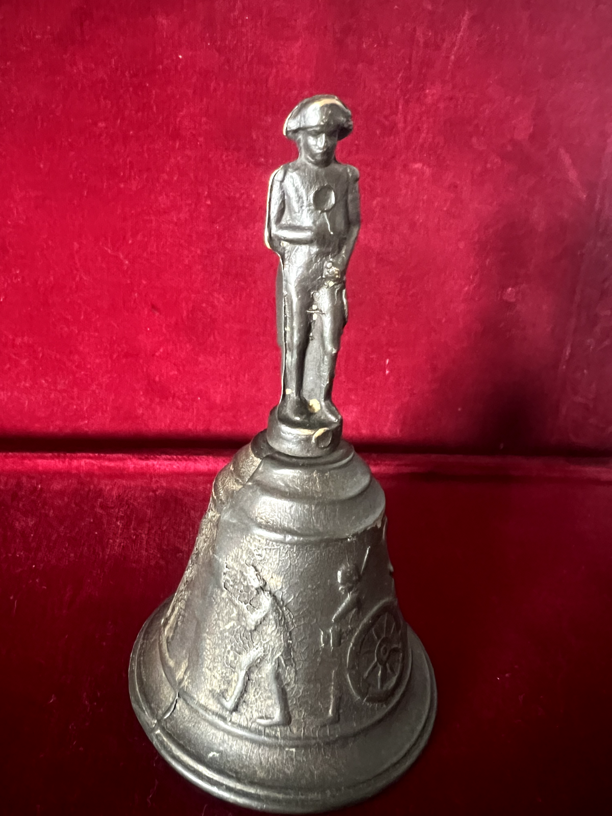 🔴 CAMPANELLO campanella campana metallo bronzo statua Napoleone h 12 cm vintage
