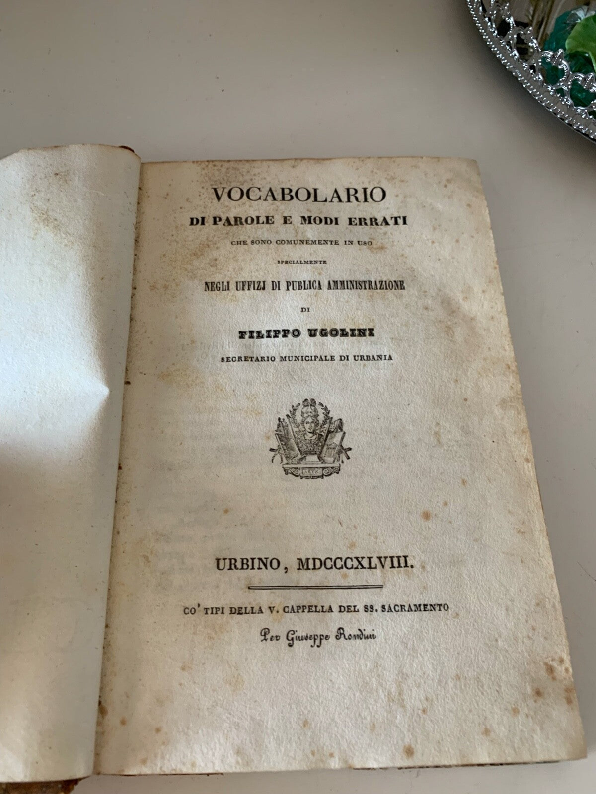 Book Dictionary of Words And Modes Incorrect Ugolini Urbania Antique 1848
