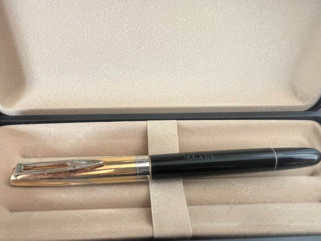 🔴 SELECT penna stilografica 59 a pistone pennino ORO 14 K scrive vintage