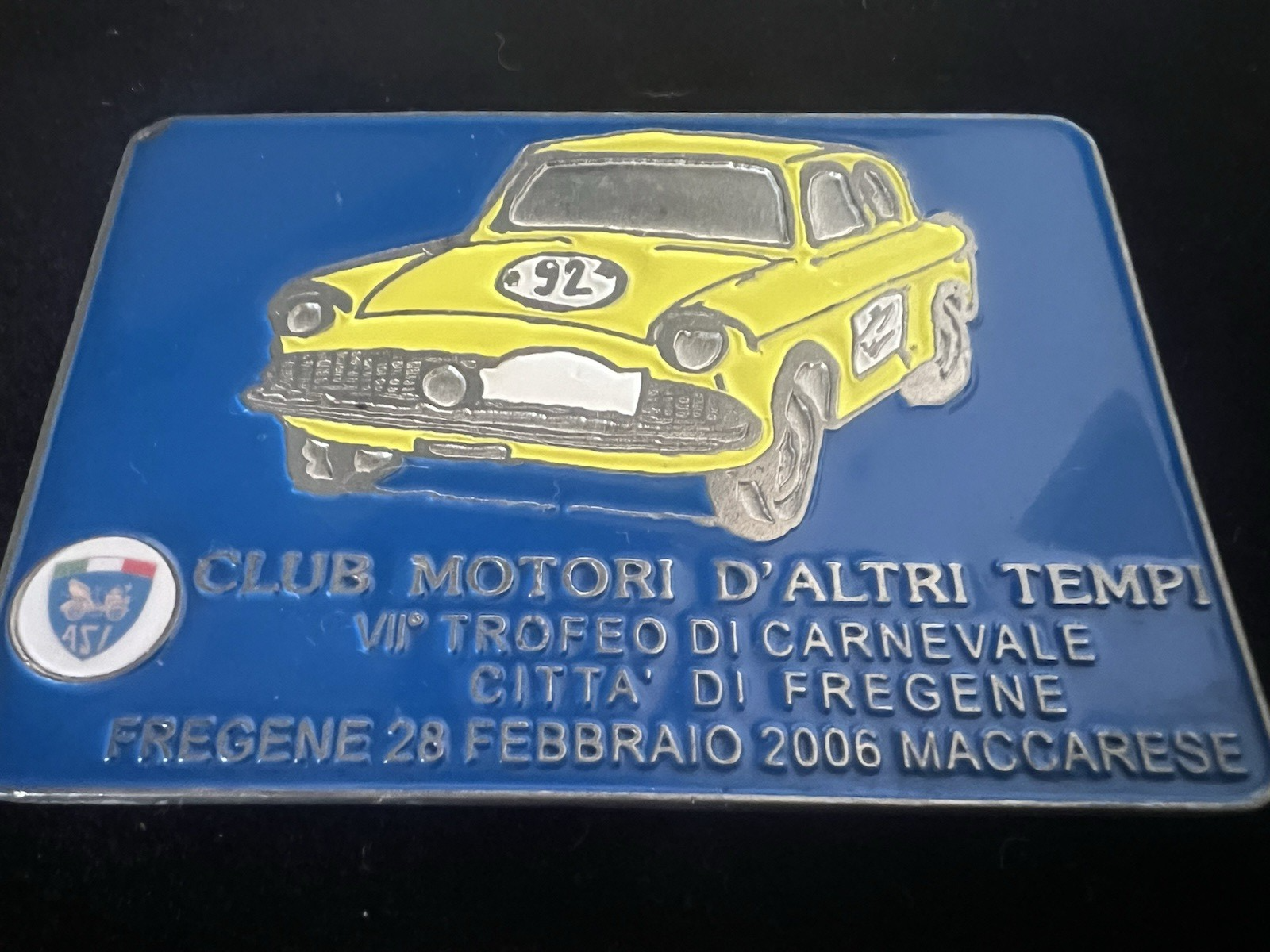Trophée Voiture Asi Club Motori D'Altri Tempi Carnaval Fregene 2006 Car Badge 