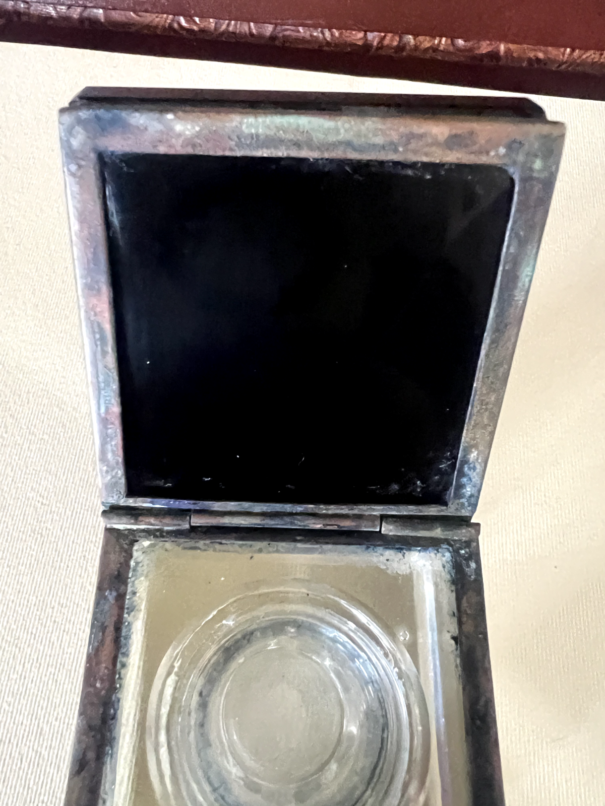 🔴 CALAMAIO inchiostro penna stilografica da scrivania VETRO marmo vintage