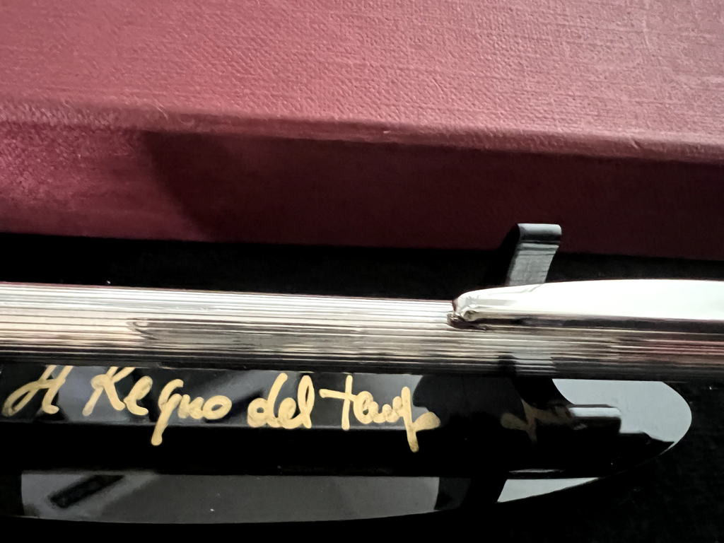 🔴 SETTELAGHI penna sfera ARGENTO 925 massiccio pulsante corpo righe scrive 6