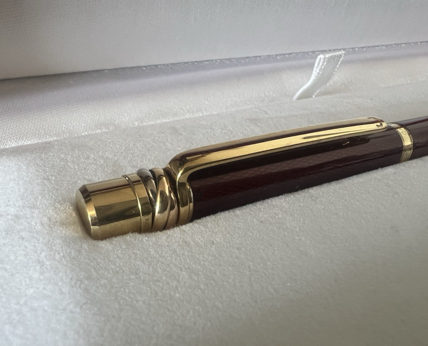 CARTIER Trinity Vendome Bordeaux Gold Plated Ballpoint Pen With Case