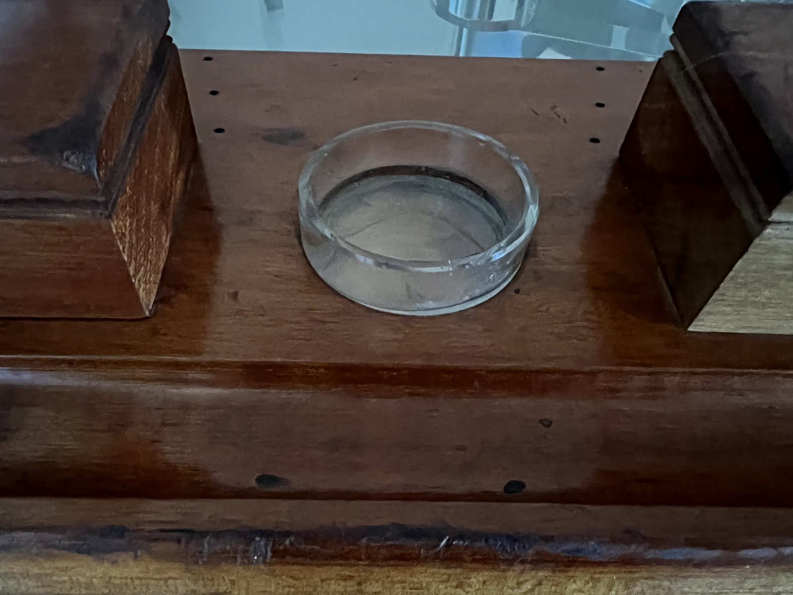 🔴 Calamaio penna stilografica sfera LEGNO MASSELLO da scrivania L 31 cm vintage