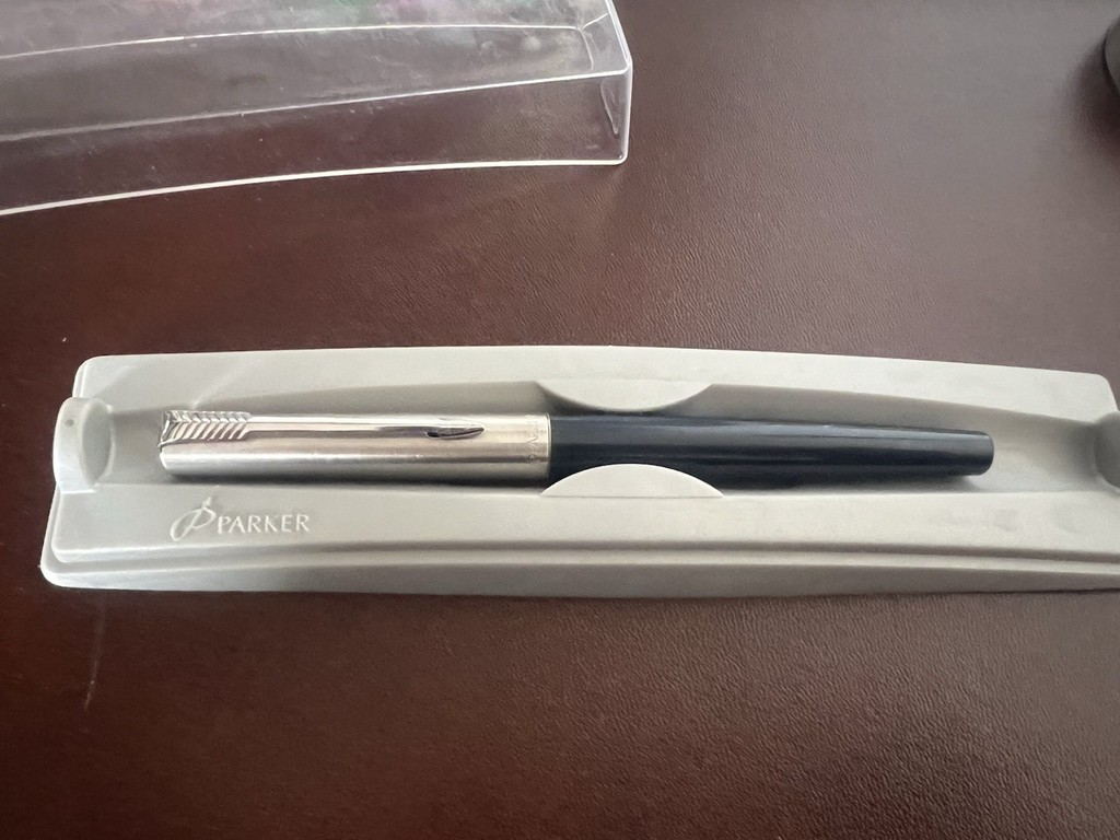 Parker Stylo-Plume Stylo à Plume Bleu Chrome M Avec Cartouches Écrit Vintage