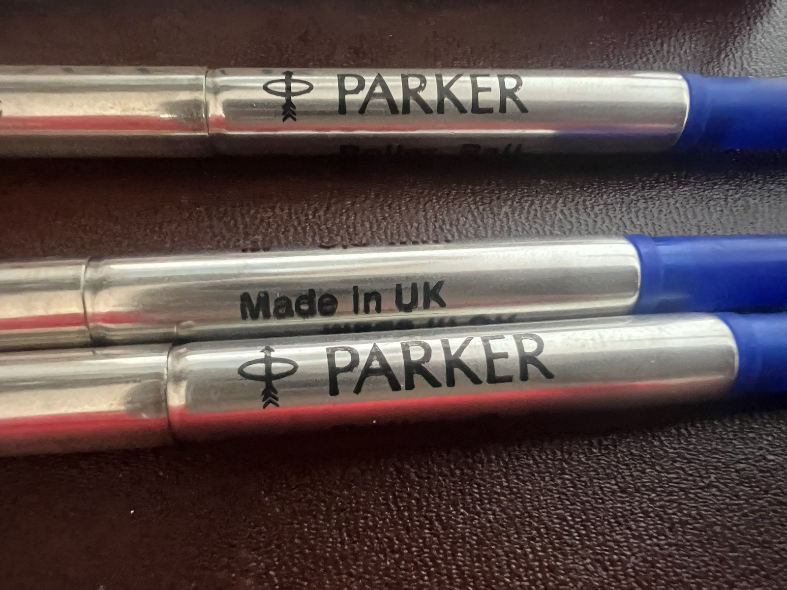 🔴 PARKER refill penna Roller Ball BLU M 8FC 3 pezzi ricarica ricambio