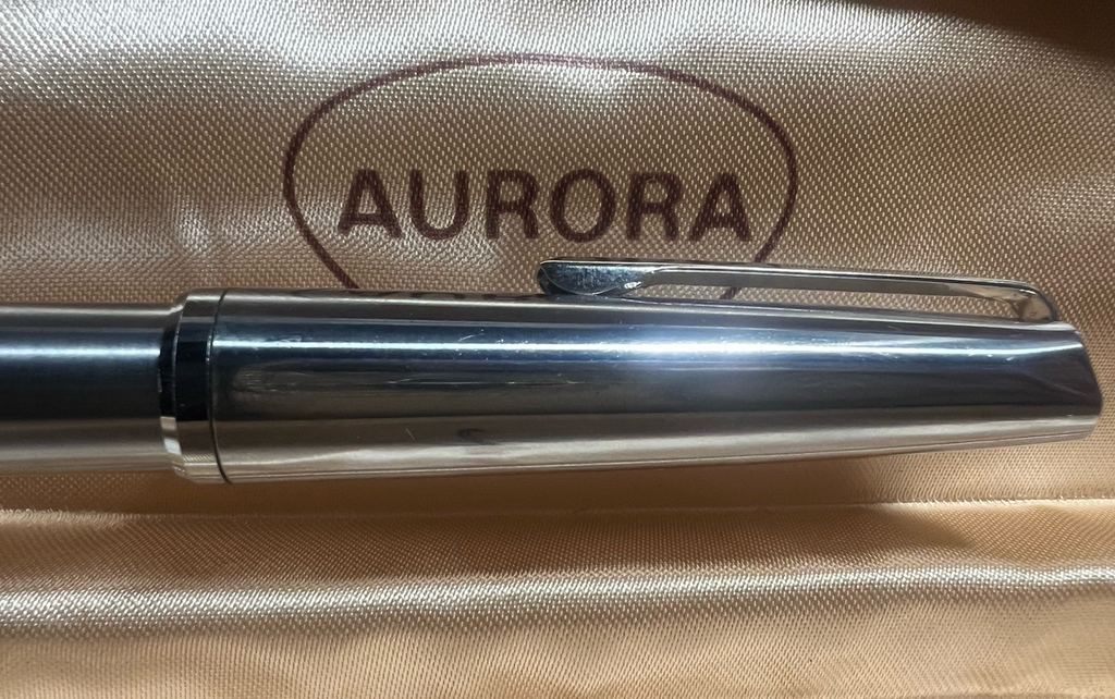 🔴 AURETTA penna stilografica By Aurora cromata e cartucce vintage anni 70 B