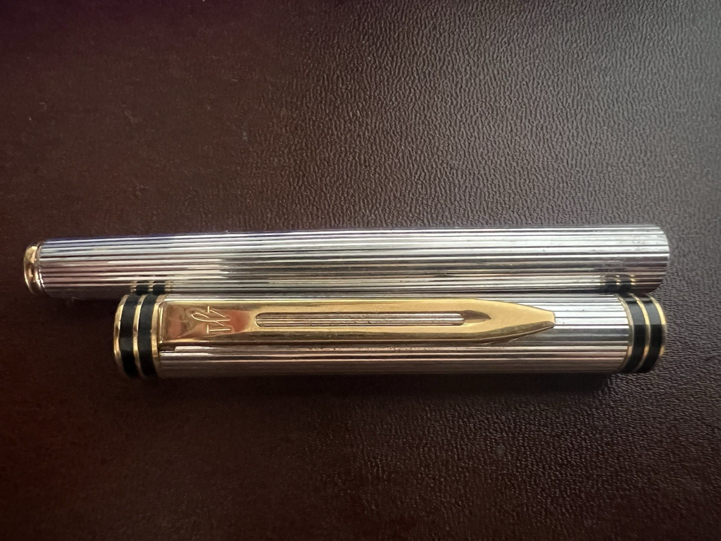Waterman Stylo-Plume Stylo à Plume Capuche Tige Plaqué Argent Parties Recharge