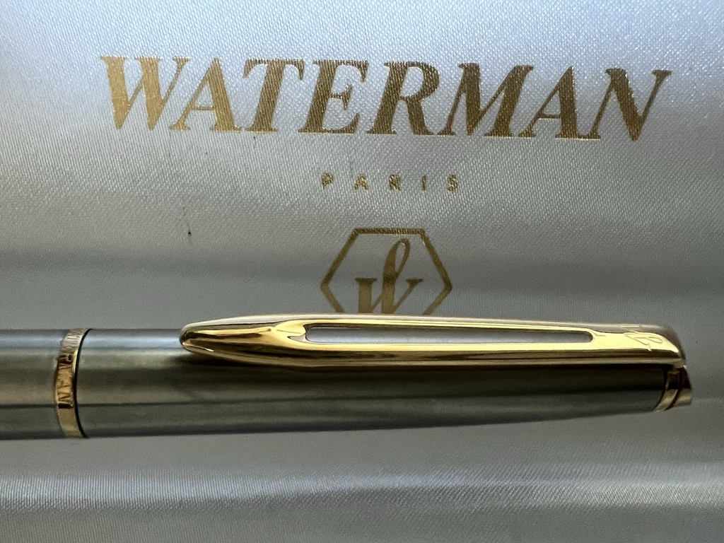 🔴 WATERMAN penna sfera Hemisphere cromata profili dorati scrive