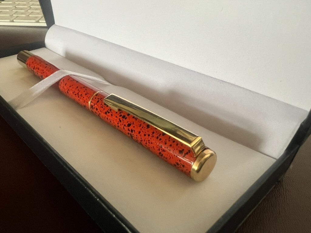 Stilus Stylo-Plume Stylo à Plume Laque Marbré Orange Stylo Plume F Vintage