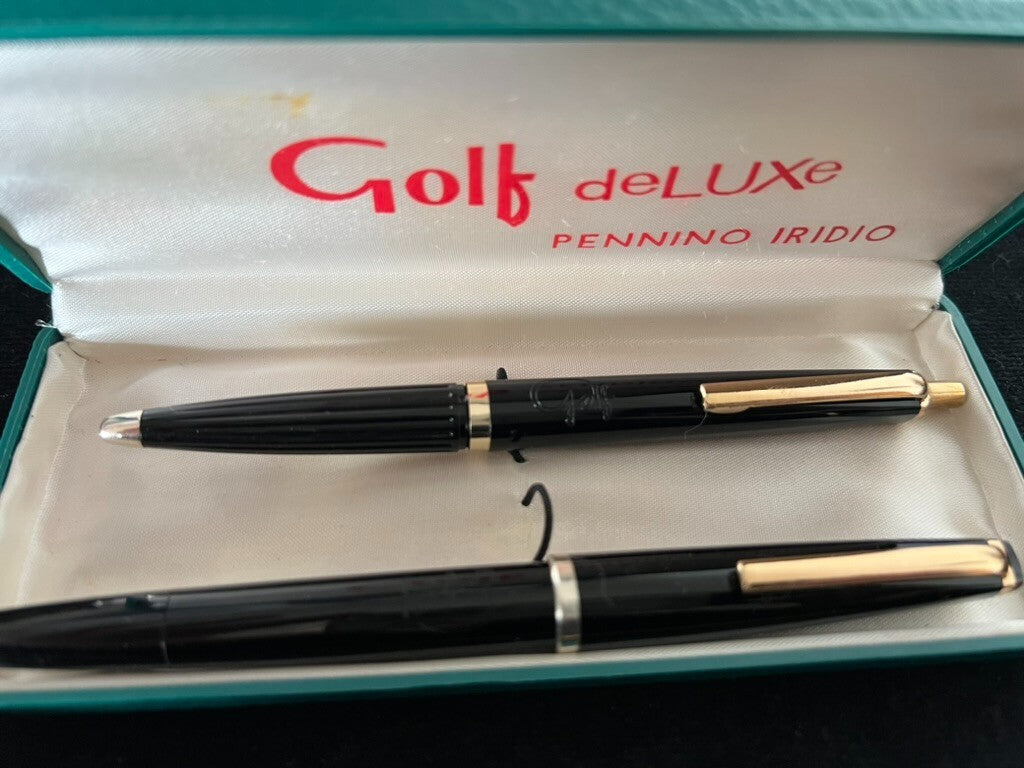 🔴 GOLF Deluxe Kolben- und Kugelschreiber mit Vintage-Etui 