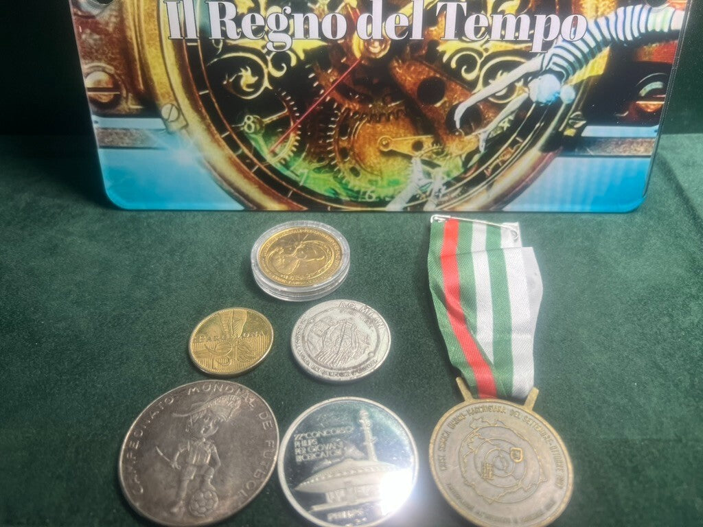 🔴 Medaglie SPORTIVE al merito metallo con nastri vintage LOTTO n.21