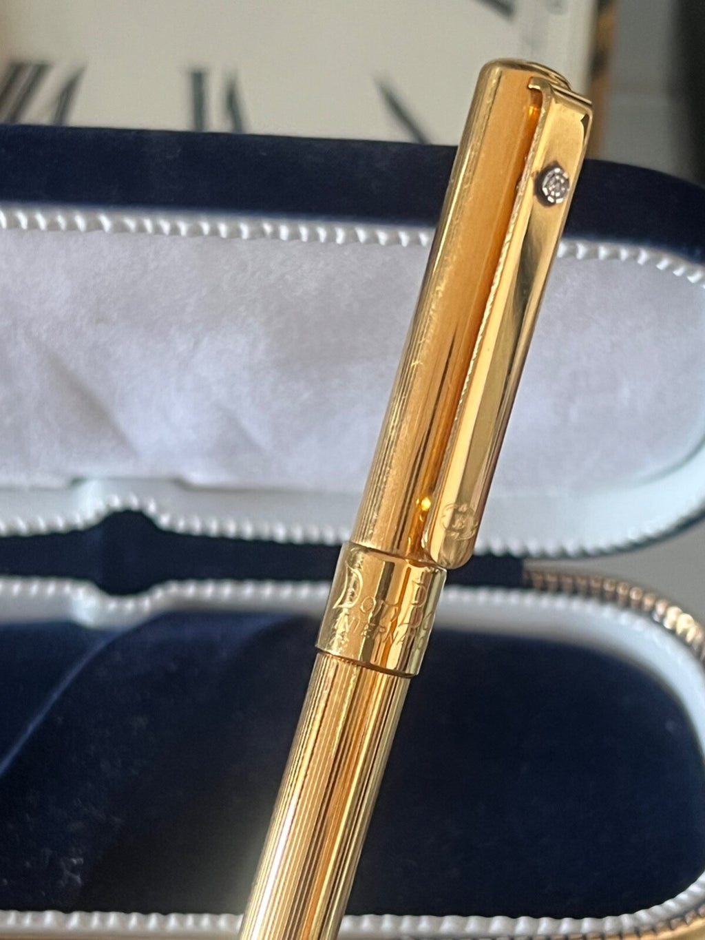 🔴 DOM BAIZ penna sfera placcata oro scrive perfettamente con diamante piccolo