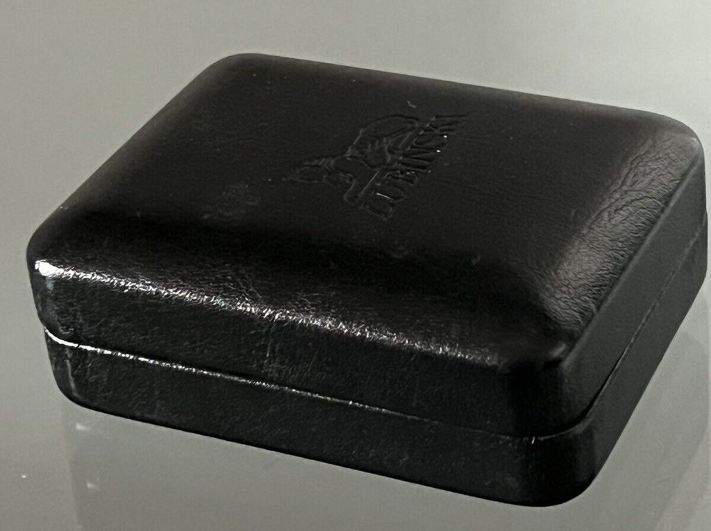 🔴 LUBINSKI scatola accendino pelle nera con garanzia misura interna 3,5x6,5 cm