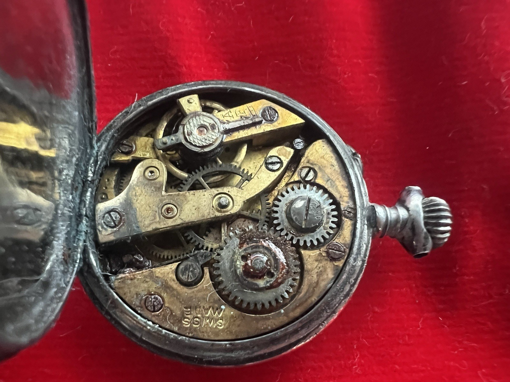 🔴 Orologio tasca ARGENTO 800 donna da revisionare parti vintage REMONTOIR 6