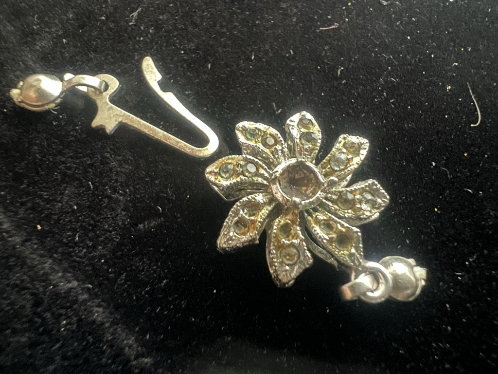 Silber 800 Verschluß Halskette Haken 1 Draht mit Steinen Vintage