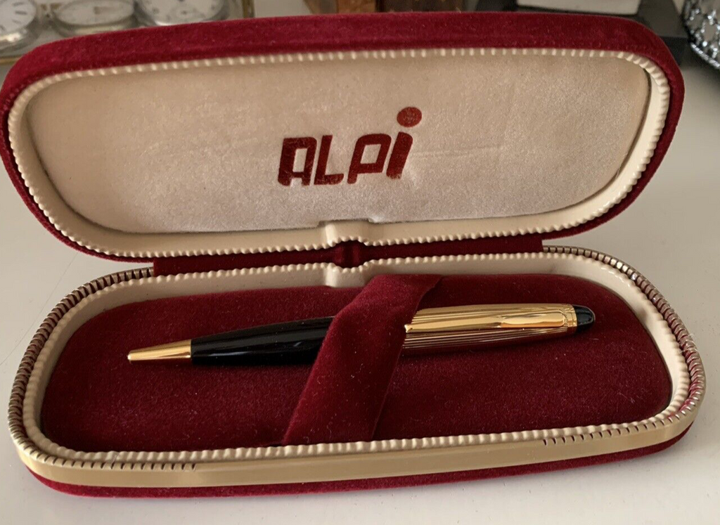 🔴 Penna a sfera ALPI dorata con astuccio vintage