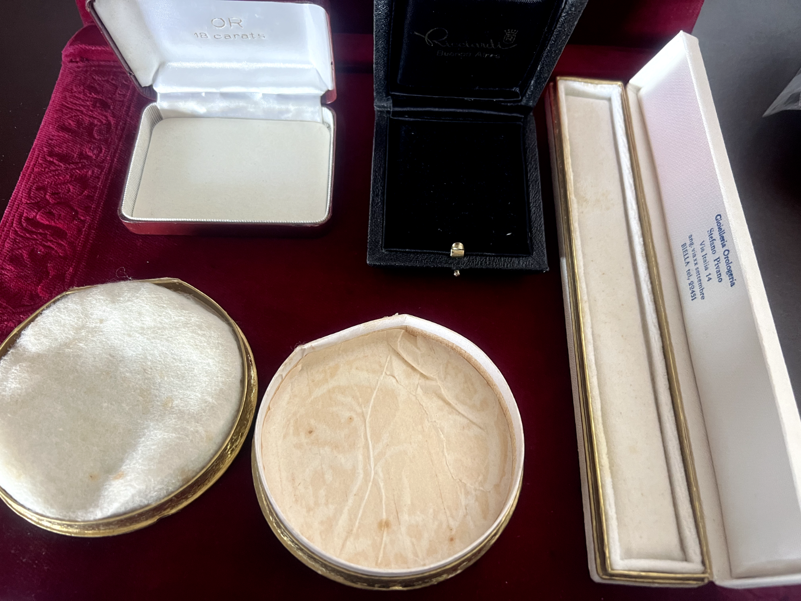 🔴 Scatole gioielli ciondoli orecchini astucci custodia lotto 4 PEZZI vintage