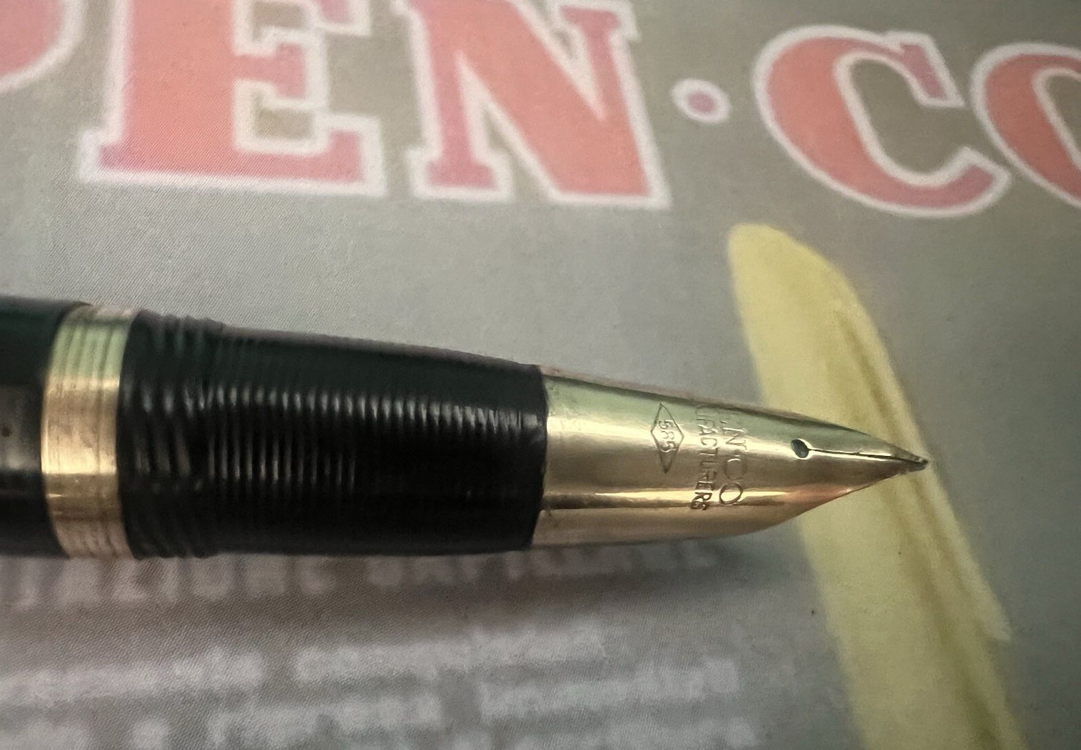 Pen Co Stift Füllfederhalter 53 Feder A Diamant Gold 14 KT Vintage Penco A