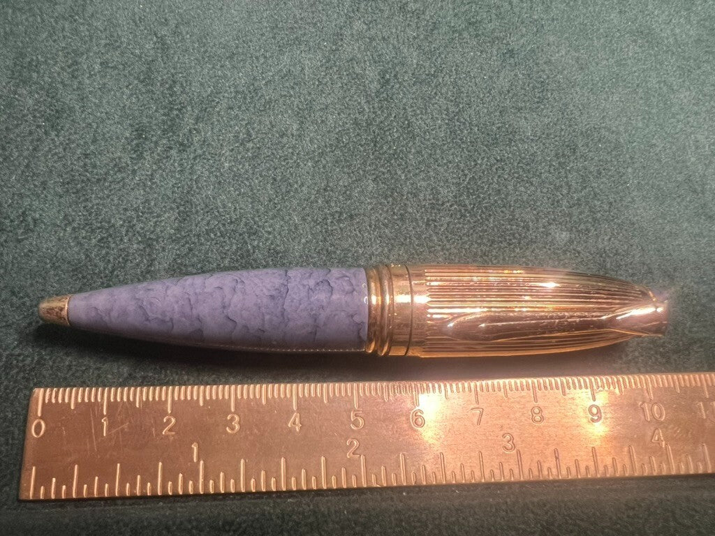 🔴 OSAMA Mini-Kugelschreiber für den Kalender, grau-goldener Lack, schreibt im Vintage-Stil 