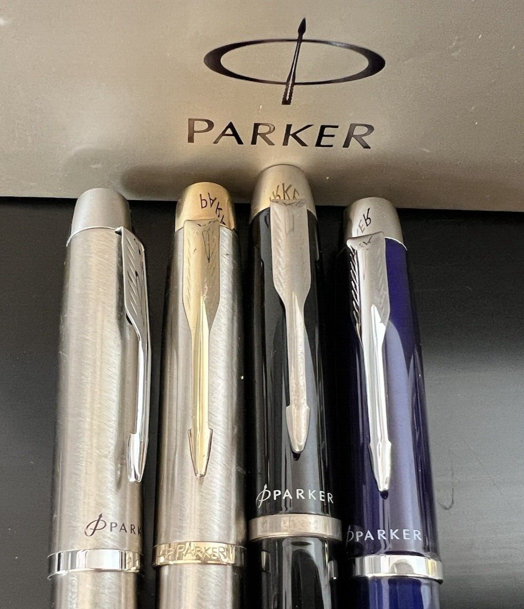 Parker Penne Sphère Et Stylo à Plume Im Laque Noir-Bleu Chrome 4 Scrivono