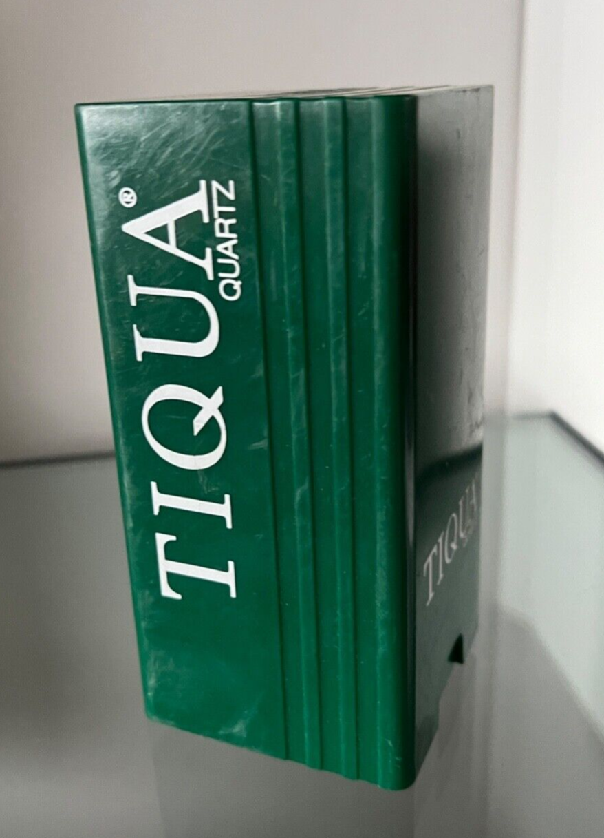 🔴 TIQUA scatola box orologio quarzo custodia verde completa vintage