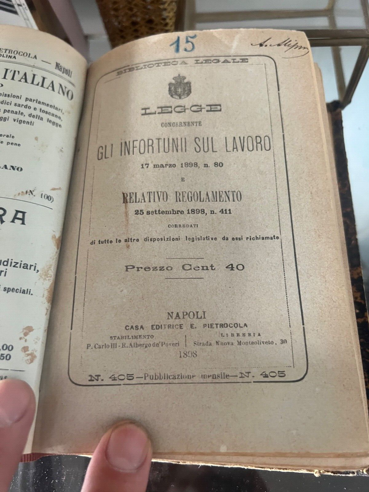 Housse Regno Italie Lire Et Règlement Le Réforme Napoli Du 1897 Ancien Rare