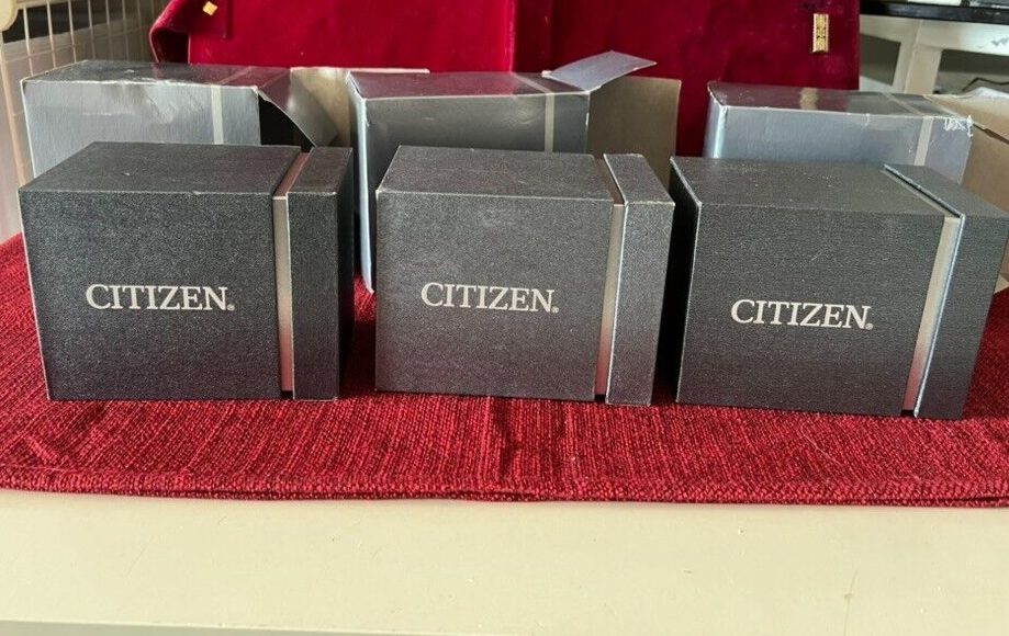 CITIZEN Boxes Watches Black Original Lot 3 Pieces With Controscatole C