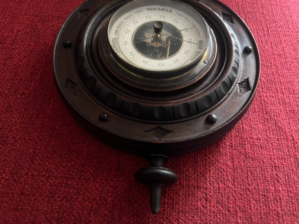Barometer Mechanisch Kunsthandwerk Aus Holz Gedreht Und Gravur A Hand H 44