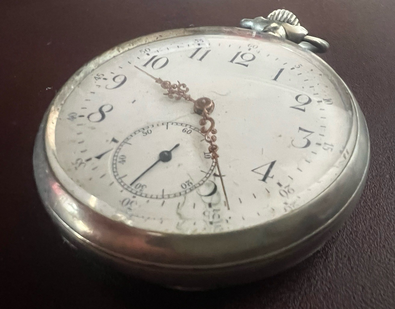 🔴 Orologio tasca uomo svizzero carica manuale lancette smerlate vintage