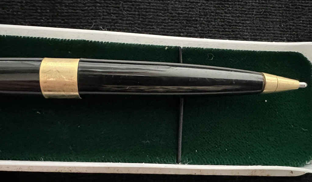 Pen Sphere Black Edges Brass Penholder Desk Vintage