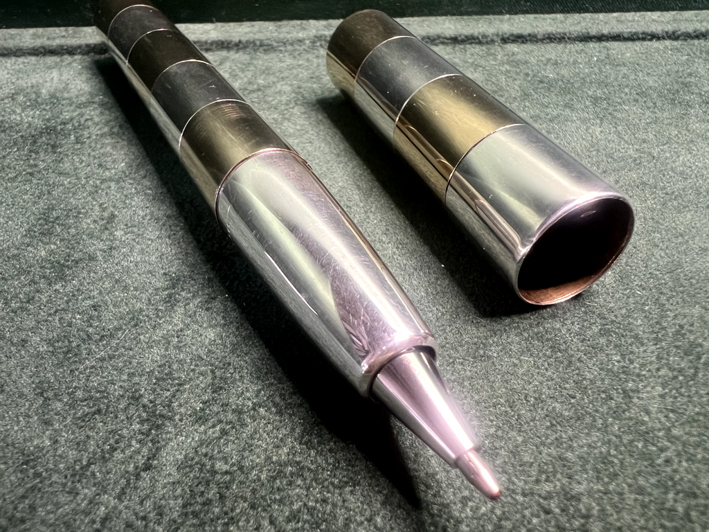 🔴 Seltener, zweifarbiger Kugelschreiber aus massivem 925er Silber mit hohem Gewicht 