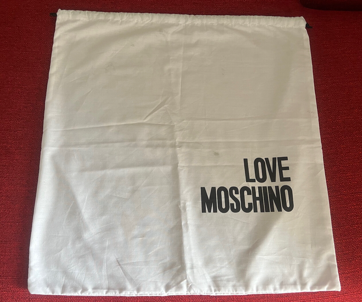 🔴 MOSCHINO sacca borsa anti polvere cotone millerighe con lacci L 49 h 49 cm