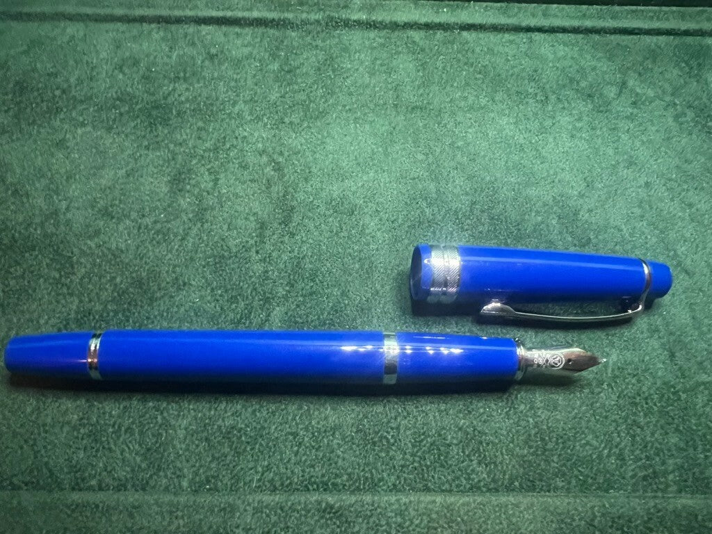 🔴 CROSS penna stilografica blu cobalto con profili cromati pennino M cartuccia
