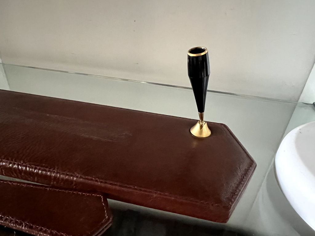 🔴 Stiloforo base penna stilografica sfera PELLE scrivania portapenna vintage