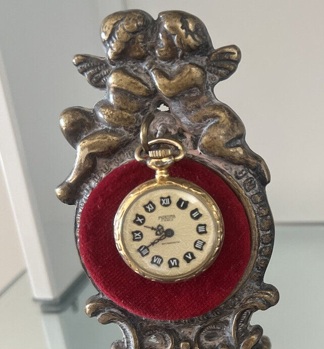 Mortima Montre Poche Femme Remontage Manuel Ciselé D'Or Fonctionne Vintage