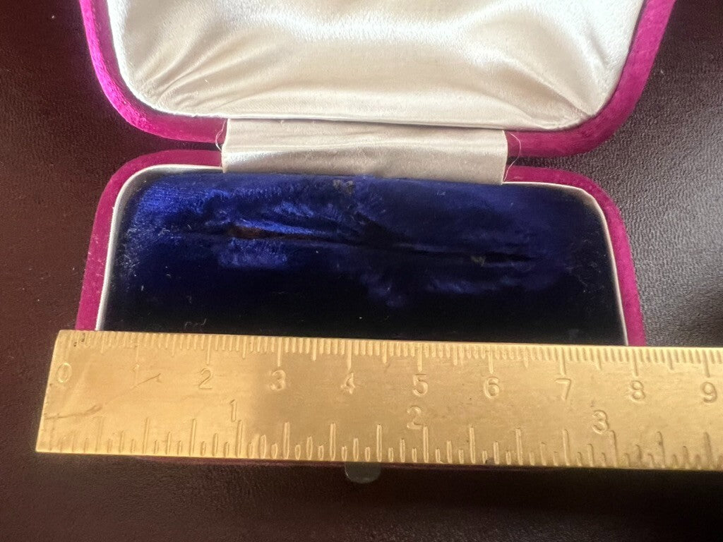 🔴 Scatola orecchini astuccio cofanetto velluto tessuto viola antico 1920