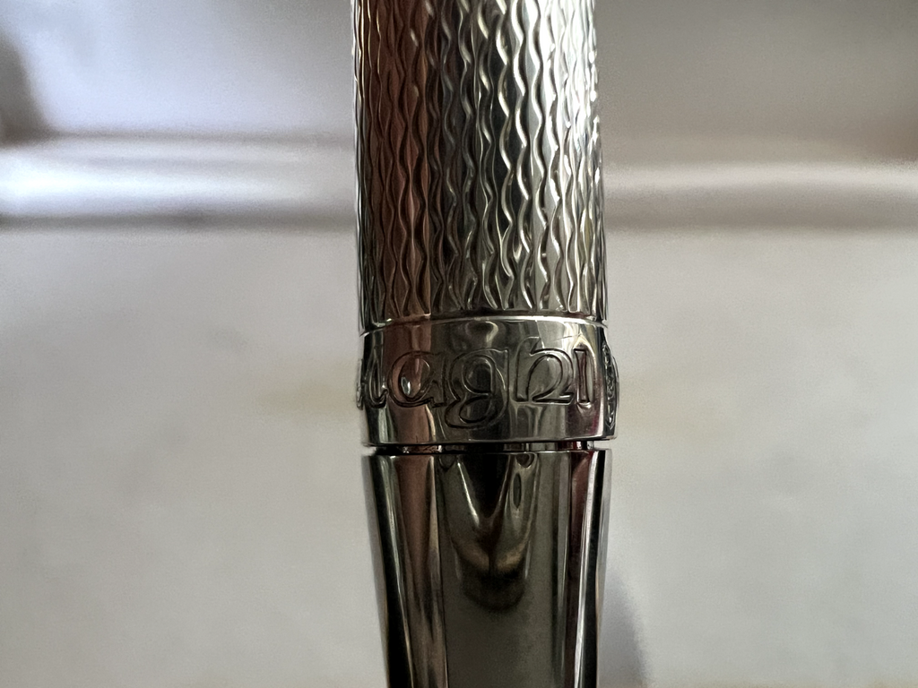 Settelaghi Stylo-Plume Sphère Argent 925 Massif Guillocchè Fenêtre Personnel 7