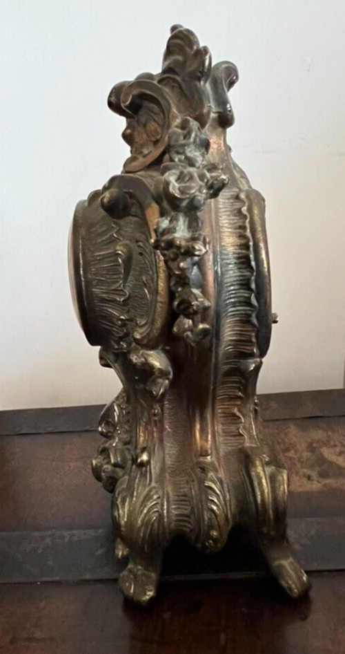 🔴 GA. BON cassa orologio tavolo rame bronzato massiccio L12 h23 ricambi vintage