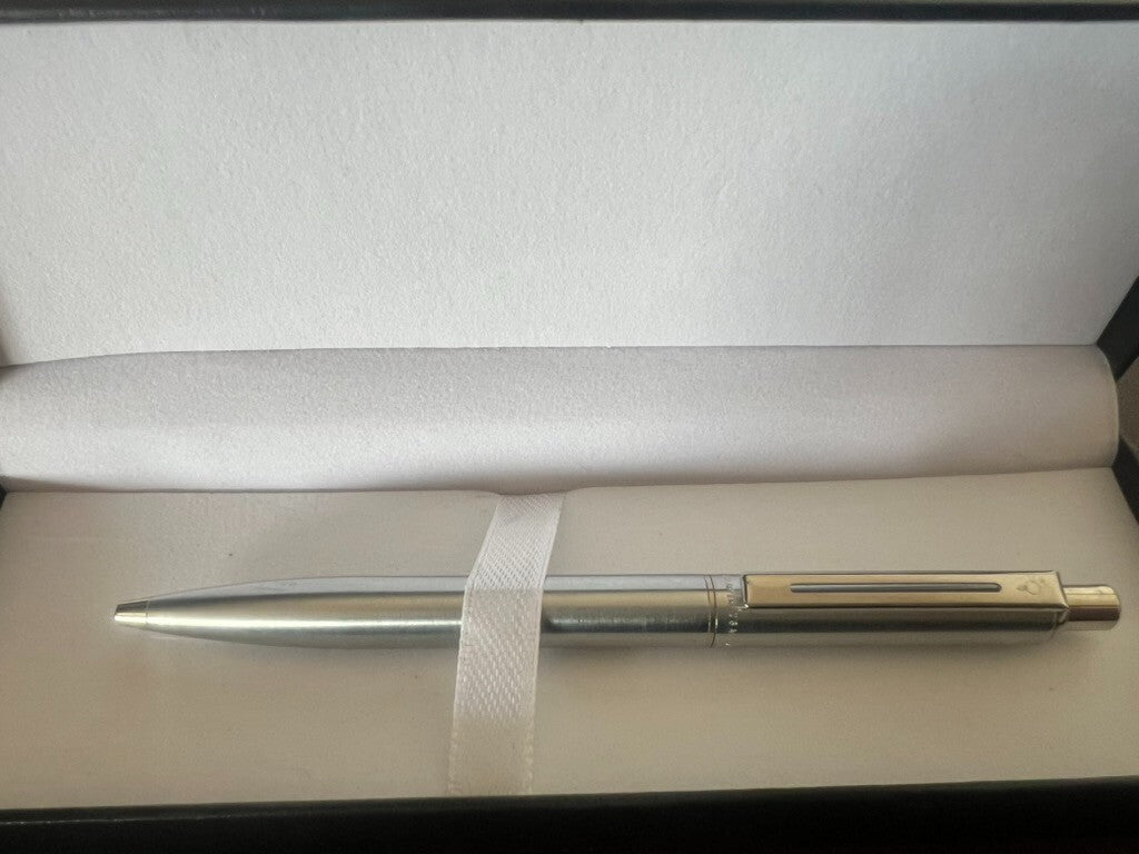 🔴 SHEAFFER penna a sfera metallo cromato satinato profili lucidi vintage
