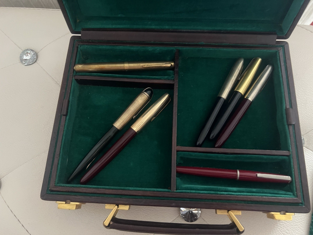 Valise Penne Exposition Porte-Stylo Cuir Interne Velours 2 Sections Vintage 