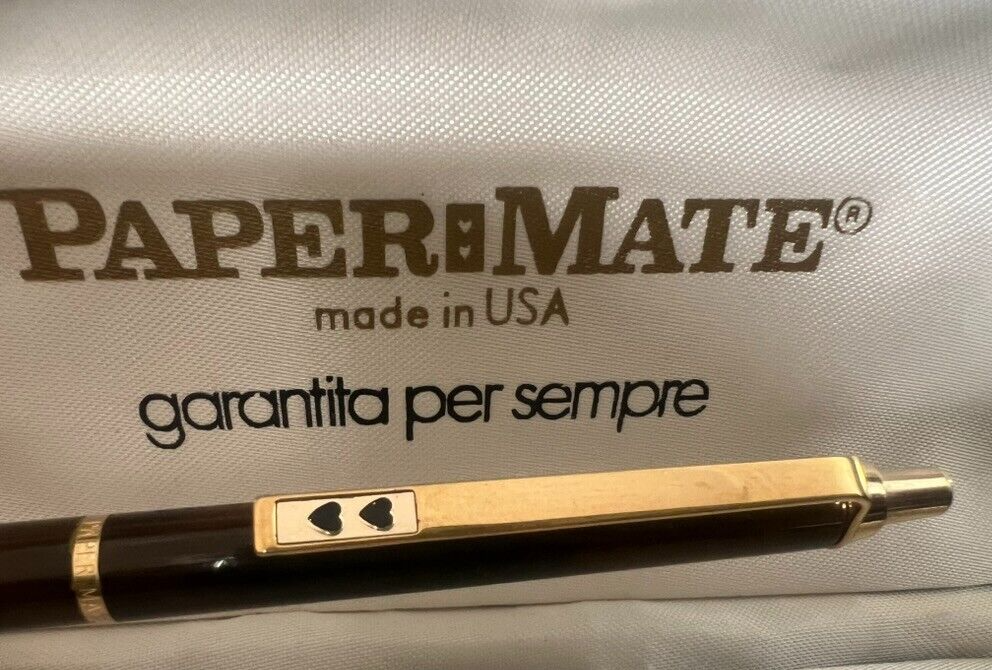Papermate Stylo-Plume Sphère Laque Marbré Profils Doré Trousse Vintage