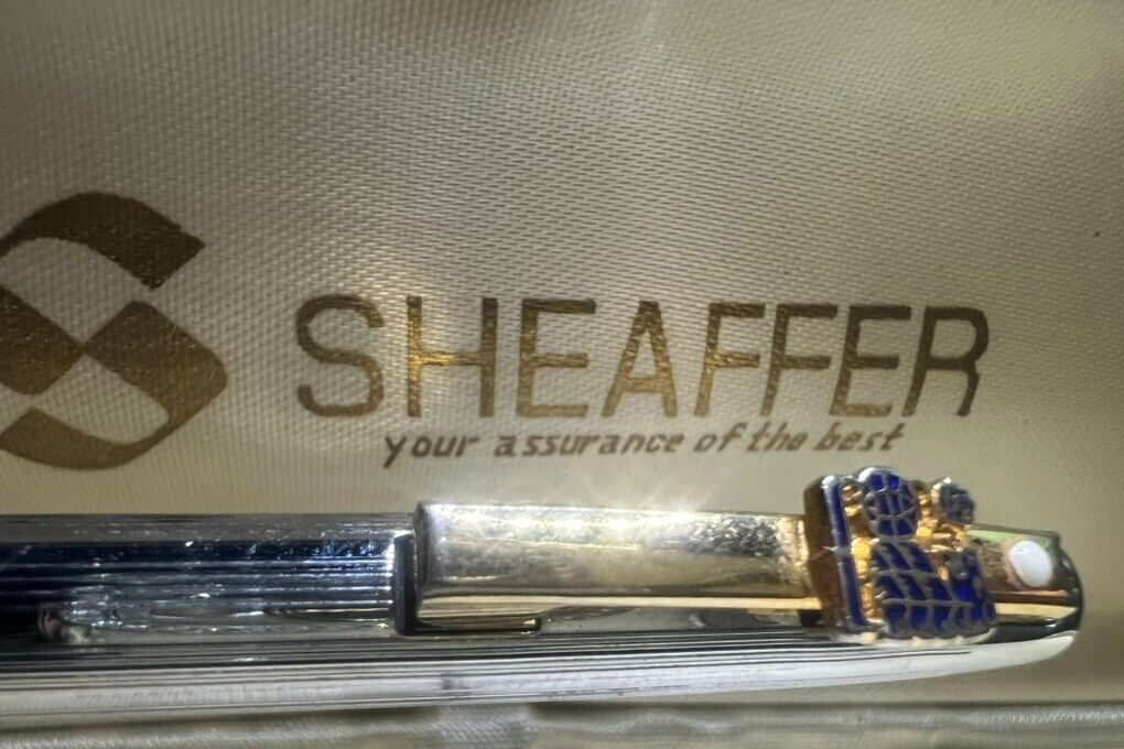 🔴 SHEAFFER penna sfera cromata con sigillo cip a scatto scrive vintage