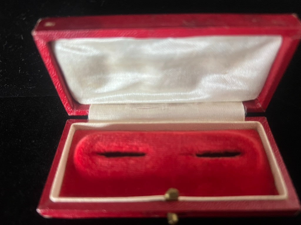 🔴 Scatola orecchini gemelli interno rosso velluto e raso portagioie vintage '50
